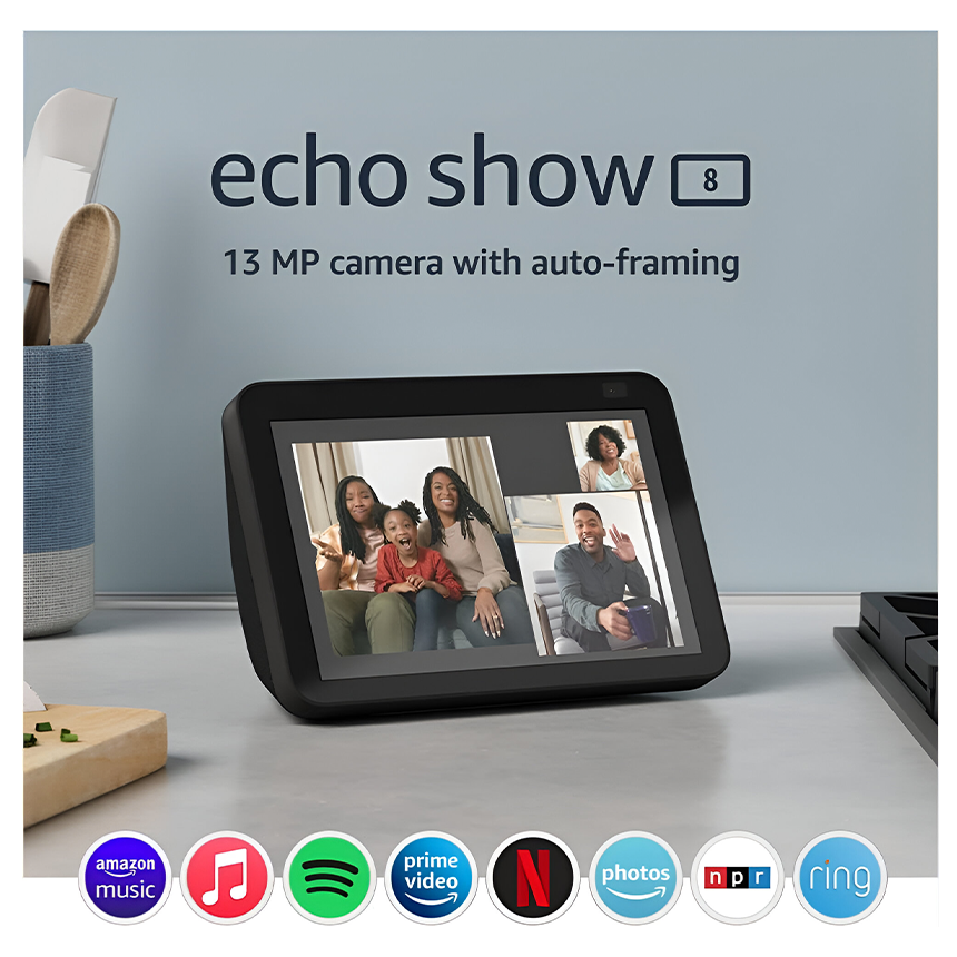 Pantalla Inteligente Amazon Echo Show 8 (3ra Gen) con Pantalla Táctil de 8", Alexa, Wi-Fi, Bluetooth, Zigbee, Fire OS