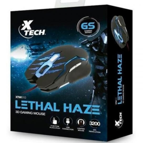 Xtech Mouse para Gaming Xtech XTM-610 Lethal Haze - Resolución Ajustable de hasta 3200 PPP - Luces LED de 4 Colores