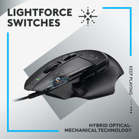 Logitech G502 X Wired Gaming Mouse - Lightforce Hybrid Optical-Mechanical Primary Switches, Hero 25K Gaming Sensor, Compatible With Pc - Macos/Windows 910-006136