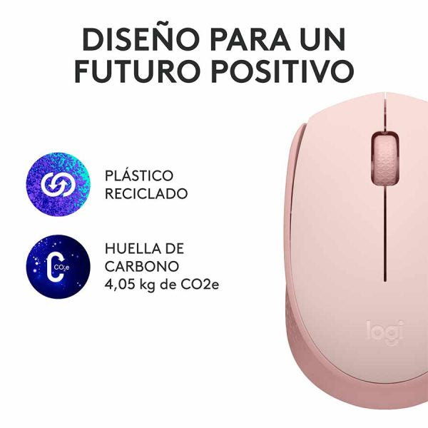 Logitech M170 Wireless Mouse, Ambidextrous, Rose - Ratón - Diestro Y Zurdo 910-006862