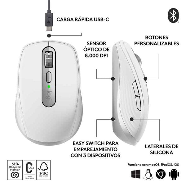 Logitech Mx Anywhere 3S - Ratón - Óptico 910-006933