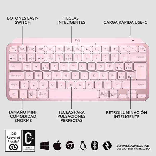 Logitech MX Keys Mini - Teclado Inalámbrico Compacto 920-010478