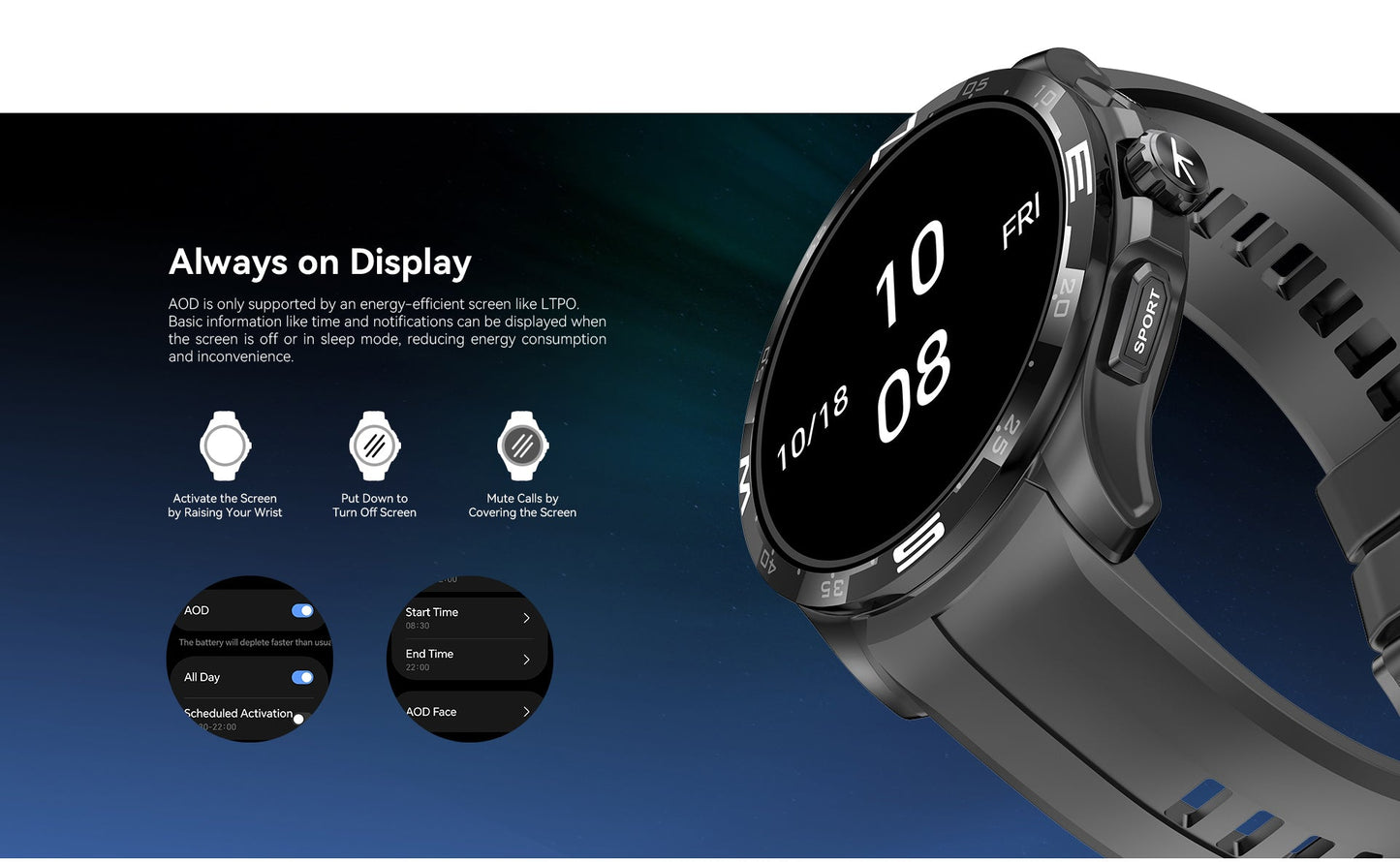 Smartwatch Kieslect Actor Negro - Pantalla AMOLED 1.6", GPS, Gestión de Salud y Batería 500mAh