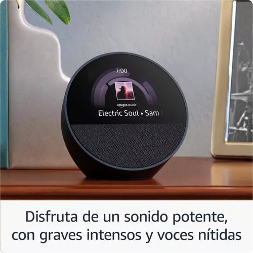 Parlante Inteligente Amazon Echo Spot con Reloj, Alarma, Alexa y Pantalla de 2.8"