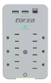 Forza Fwt-631Usbc - Protector Contra Sobretensiones (Montaje En Pared) - Ca 125 V