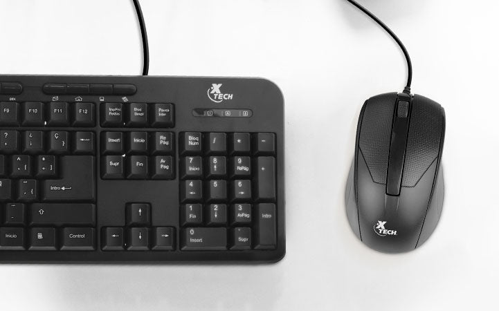 Combo Teclado y Ratón con Cable Xtech XTK-301S, Conexión USB, Diseño Ergonómico