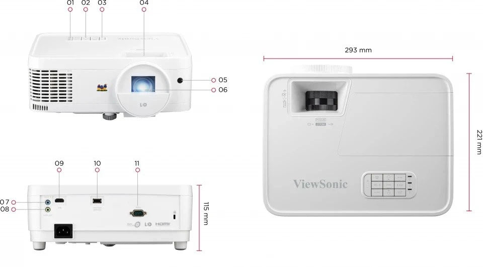 Proyector ViewSonic LS510WH-2 DLP con Iluminación LED RGB y Resolución WXGA, Blanco