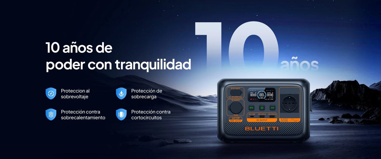 BLUETTI AC2P Estación de energía portátil | 300 W 230 Wh