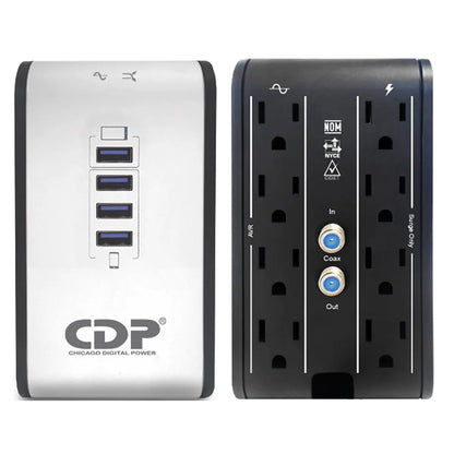 REGULADOR CDP R2CU-AVR1008 1000VA-500W-ENTRADA-SALIDA 110VAC-8 NEMA 5-15R-4USB