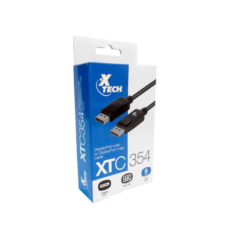 Cable Xtech XTC-354 DisplayPort (Macho a Macho) de Alta Velocidad, 1.8 Metros, Negro