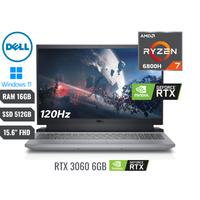 Dell G15 5525 - AMD Ryzen 7 6800H, GeForce RTX 3060, 16GB RAM, 512GB SSD, 15.6" Full HD 120Hz, Wi-Fi 6, Gris