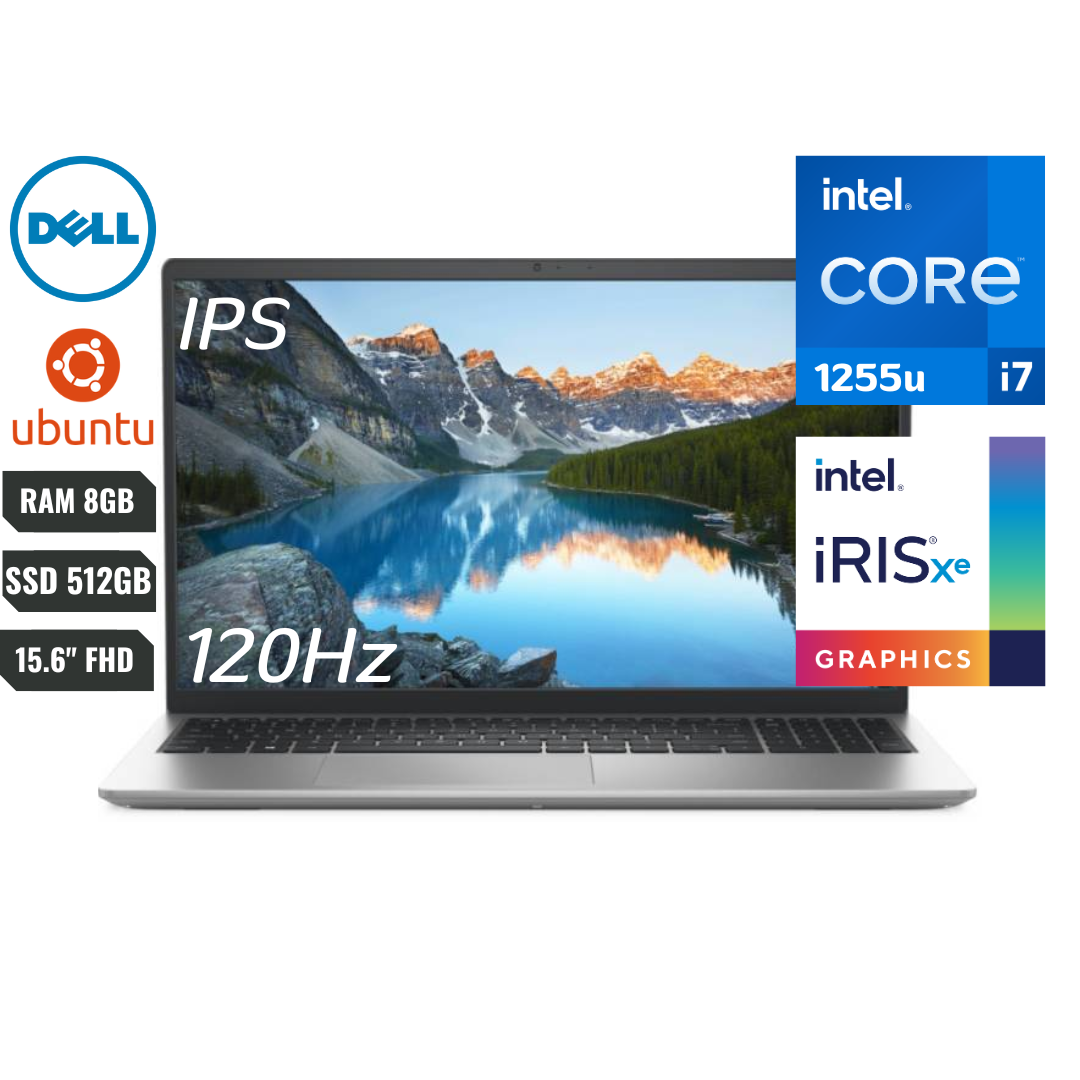 Dell Inspiron 15 3520 - Intel Core i7-1255U, 8GB RAM, 512GB SSD, 15.6" Full HD 120Hz, Ubuntu, Plata