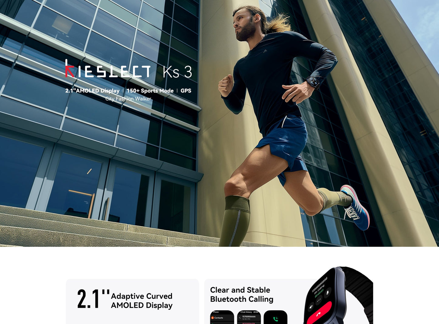 Smartwatch Kieslect KS3 Negro - Pantalla AMOLED 2.1", Gestión de Salud y Batería de 400mAh