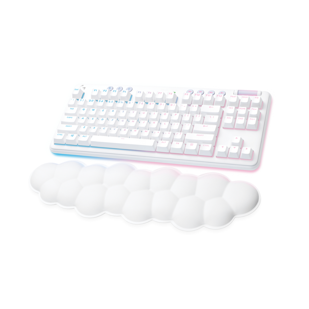 Logitech G715 Wireless Mechanical Gaming Keyboard - Interruptores Táctiles (GX Brown) con Reposamuñecas, White Mist