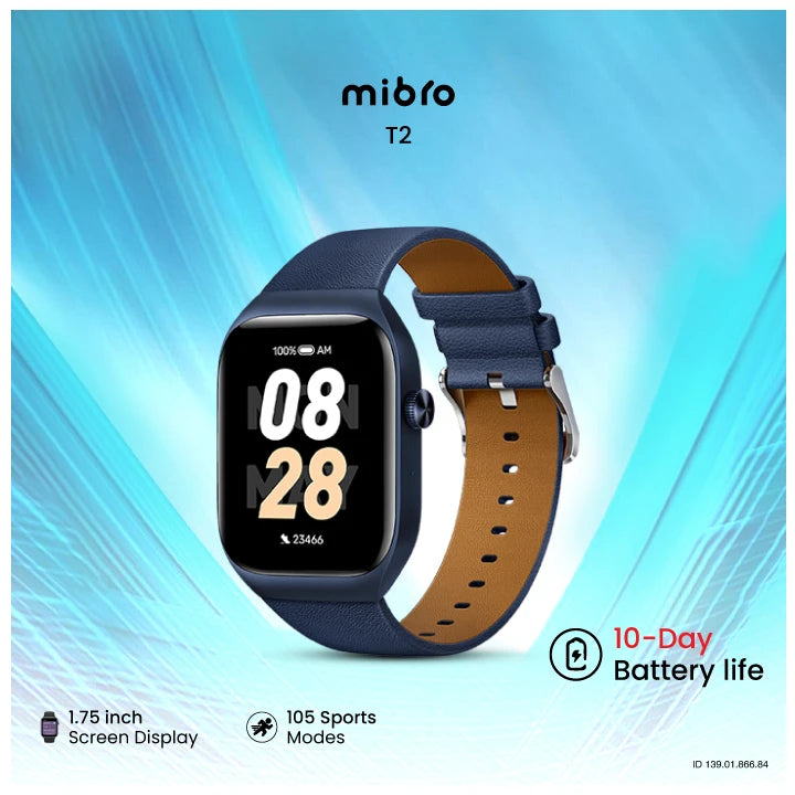 Smartwatch Mibro T2 Azul Oscuro - Pantalla AMOLED 1.75", GPS, Llamadas BT 5.3 y Resistencia 2ATM