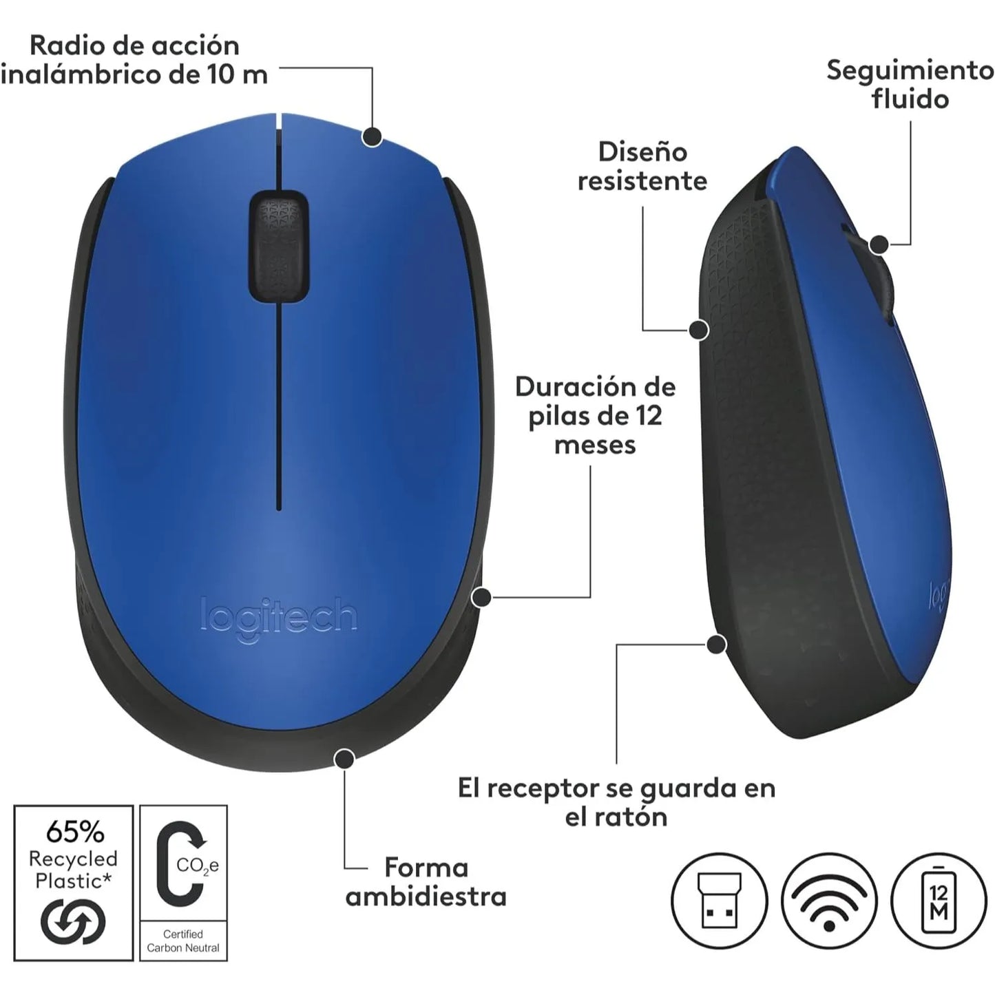 Logitech M170 - Ratón - Diestro Y Zurdo 910-004800