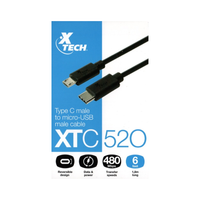 Xtech Xtc-520 - Cable Usb - 24 Pin Usb-C (M) Reversible A Micro-Usb Tipo B (M)